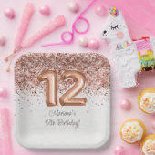 Roos Gold 12e verjaardagsfeestje Papieren Bordje (Feest)