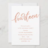 Roos Gold 14e uitnodiging | Faux-Folie (Voorkant)