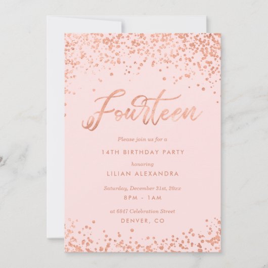Roos Gold 14e verjaardag Uitnodiging tot het indie (Voorkant)