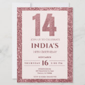 roos Gold 14e verjaardagsuitnodiging Kaart (Voorkant)