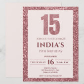 roos Gold 15e verjaardagsuitnodiging Kaart (Voorkant / Achterkant)