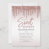 Roos Gold 16e Verjaardag Script Party Kaart (Voorkant)