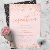 Roos Gold 17e uitnodiging | Faux-Folie