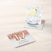 Roos Gold 17e verjaardagsfeestje Kartonnen Onderzetters (Insitu)