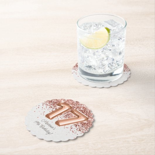 Roos Gold 17e verjaardagsfeestje Kartonnen Onderzetters (Insitu)