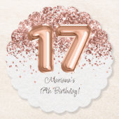 Roos Gold 17e verjaardagsfeestje Kartonnen Onderzetters (Voorkant)