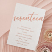 Roos Gold 17th Birthday Party Invitation Faux Foli Kaart