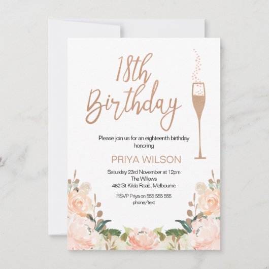 Roos Gold 18e uitnodiging (Voorkant)