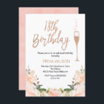 Roos Gold 18e uitnodiging<br><div class="desc">Roos Gold Calligrafie Achttiende verjaardag Uitnodiging 

Sweet faux roos goudkalligrafie 18e verjaardagsuitnodiging met verjaardagstaart en bloemkool,  met inbegrip van foliën voor kunstmatig roos.</div>