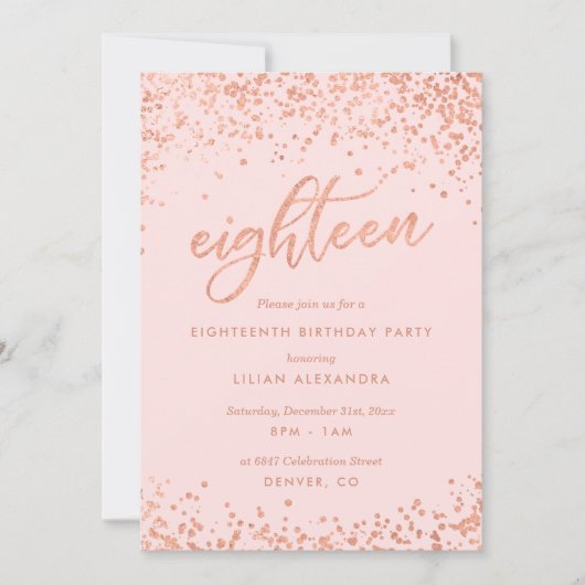 Roos Gold 18e uitnodiging | Faux-Folie (Voorkant)