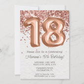 Roos Gold 18e verjaardagsfeestuitnodiging Kaart (Voorkant)