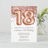 Roos Gold 18e verjaardagsfeestuitnodiging Kaart (Staand voorkant)