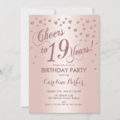 Roos Gold 19e verjaardagsfeestje Kaart (Voorkant)
