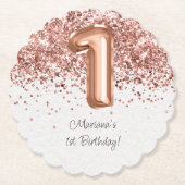 Roos Gold 1e verjaardag Kartonnen Onderzetters (Voorkant)