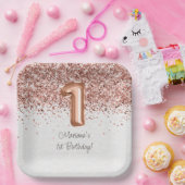 Roos Gold 1e verjaardag Papieren Bordje (Feest)