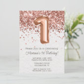 Roos Gold 1e Verjaardagsfeestuitnodiging Kaart (Staand voorkant)