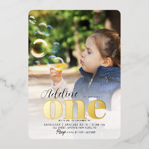 Roos Gold 1st Birthday Party ONE Foto Folie Uitnodiging