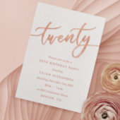 Roos Gold 20th Birthday Party Invitation Faux Foli Kaart