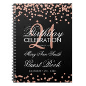 Roos Gold 21e Birthday Guest Book Confetti Black Notitieboek (Voorkant)