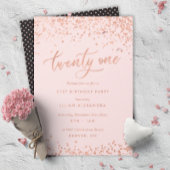Roos Gold 21e Birthday Party Invitation Faux Folie Kaart