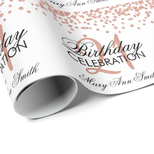 Roos Gold 21e verjaardag Faux Glitter Confetti Cadeaupapier (Rol Hoek)