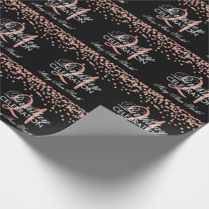 Roos Gold 21e verjaardag Glitter Confetti Black Cadeaupapier