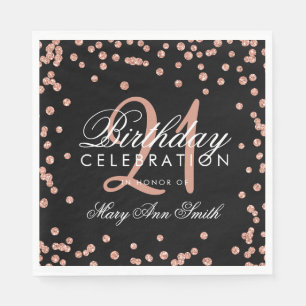 Roos Gold 21e verjaardag Glitter Confetti Black Servet