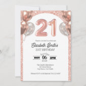 Roos Gold 21e Verjaardagsuitnodiging Sjabloon Kaart (Voorkant)