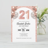 Roos Gold 21e Verjaardagsuitnodiging Sjabloon Kaart (Staand voorkant)