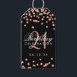 Roos Gold 21st Birthday Glitter Confetti Zwart Cadeaulabel<br><div class="desc">cadeau label / gunstag - Elegant 21st Verjaardag Roos Gouden Faux Glitter Confetti Zwart sjabloon.</div>