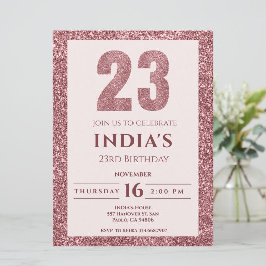 roos Gold 23e verjaardag Kaart (Staand voorkant)