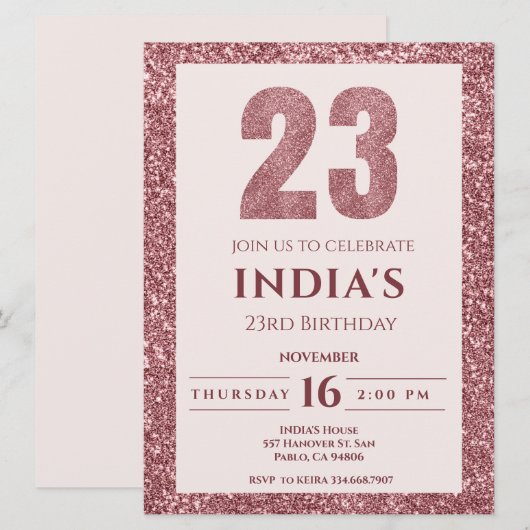 roos Gold 23e verjaardag Kaart (Voorkant / Achterkant)