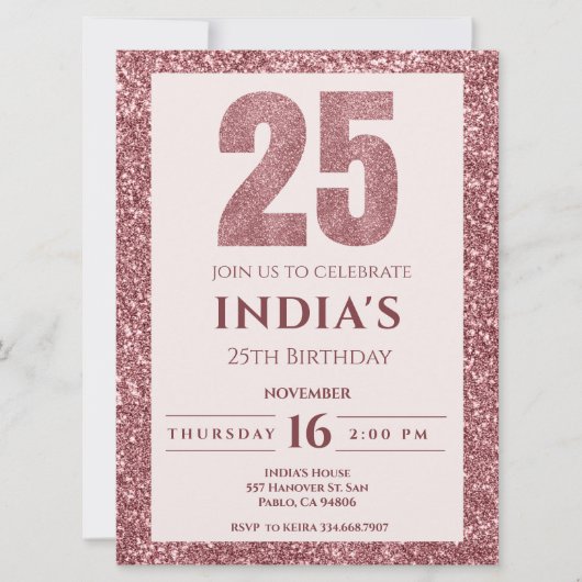 roos Gold 25e verjaardag Kaart (Voorkant)