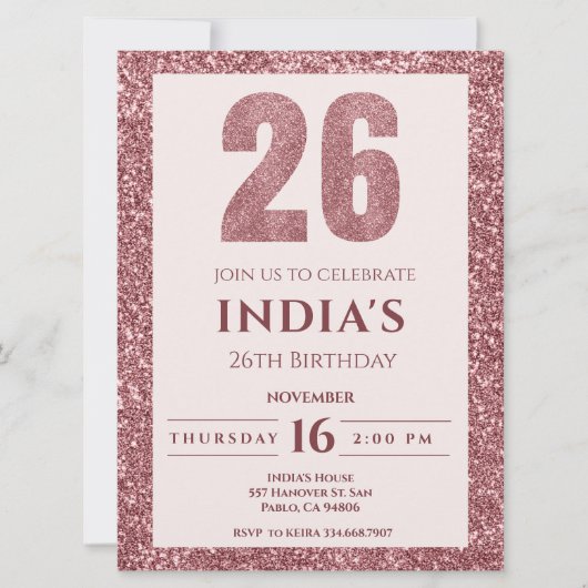 roos Gold 26e verjaardag Kaart (Voorkant)