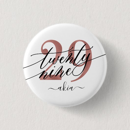 Roos Gold 29th Birthday Button (Voorkant)