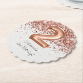 Roos Gold 2e verjaardagsfeestje Kartonnen Onderzetters (Gekanteld)
