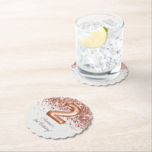 Roos Gold 2e verjaardagsfeestje Kartonnen Onderzetters