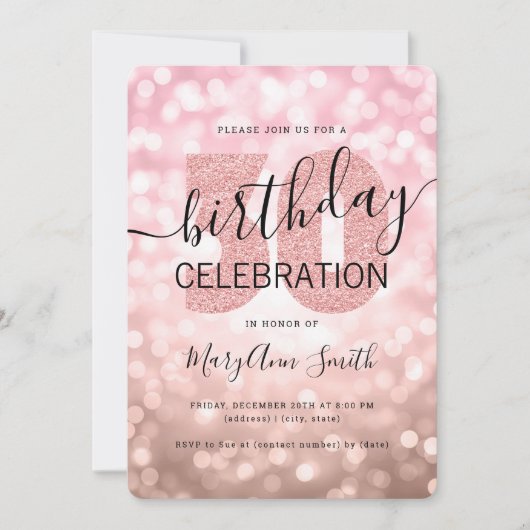 Roos Gold 30e verjaardag Glitter Licht Kaart (Voorkant)