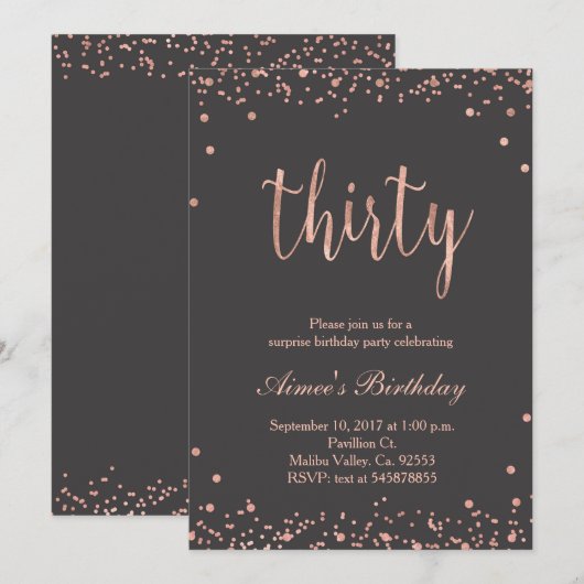 Roos Gold 30e verjaardag uitnodiging (Voorkant / Achterkant)