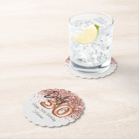 Roos Gold 30ste verjaardagsfeestje Kartonnen Onderzetters (Insitu)