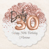 Roos Gold 30ste verjaardagsfeestje Kartonnen Onderzetters (Voorkant)