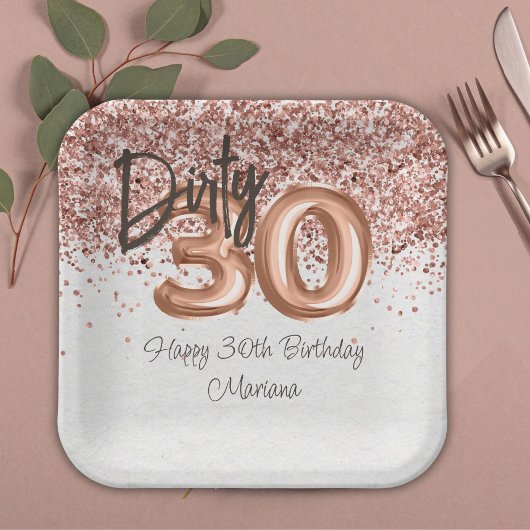 Roos Gold 30ste verjaardagsfeestje Papieren Bordje