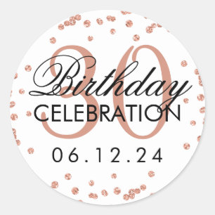 Roos Gold 30th Birthday Faux Glitter Confetti Ronde Sticker