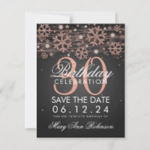 Roos Gold 30th Birthday Save Date Winter