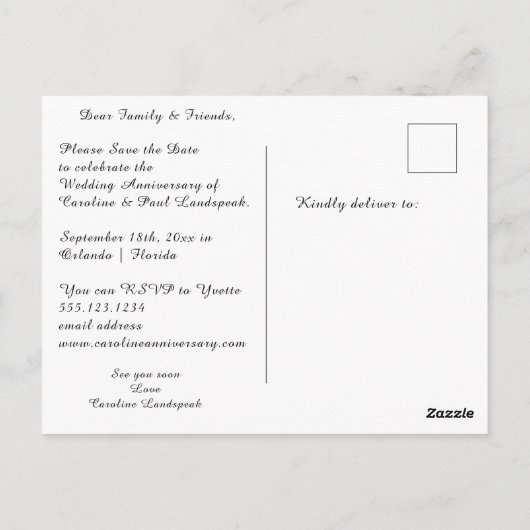 Roos Gold & 30th Pearls Jubileum Bewaar de datum Briefkaart (Achterkant)