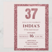 roos Gold 37e verjaardagsuitnodiging Kaart (Voorkant / Achterkant)