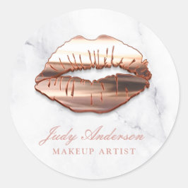 Roos Gold 3D Lips Marble Kijk uit Makeup Artiest Ronde Sticker