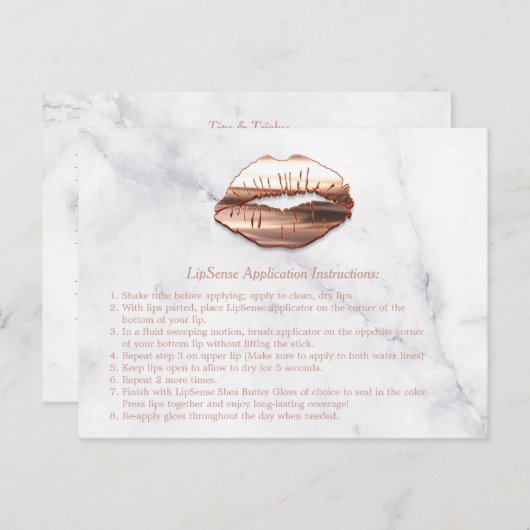 Roos Gold 3D Lips Marble Makeup Instruction Tips Briefkaart (Voorkant / Achterkant)