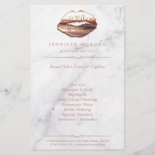 Roos Gold 3D Lips Marble Texture Beauty Salon Flyer