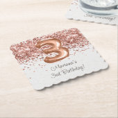 Roos Gold 3e verjaardagsfeestje Kartonnen Onderzetters (Gebogen)
